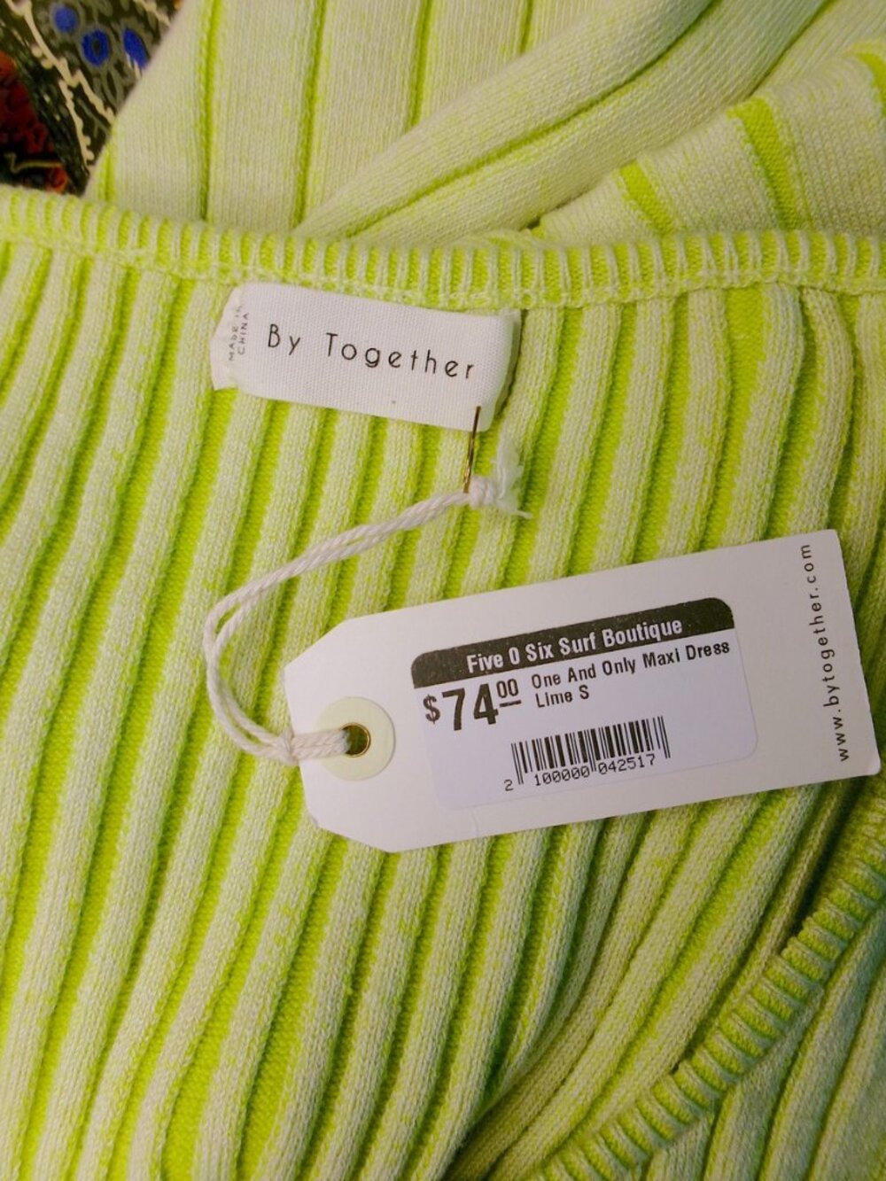 By Together Lime Green Ribbed Knit Bodycon Maxi Dress NWT Small - Picture 6 of 8